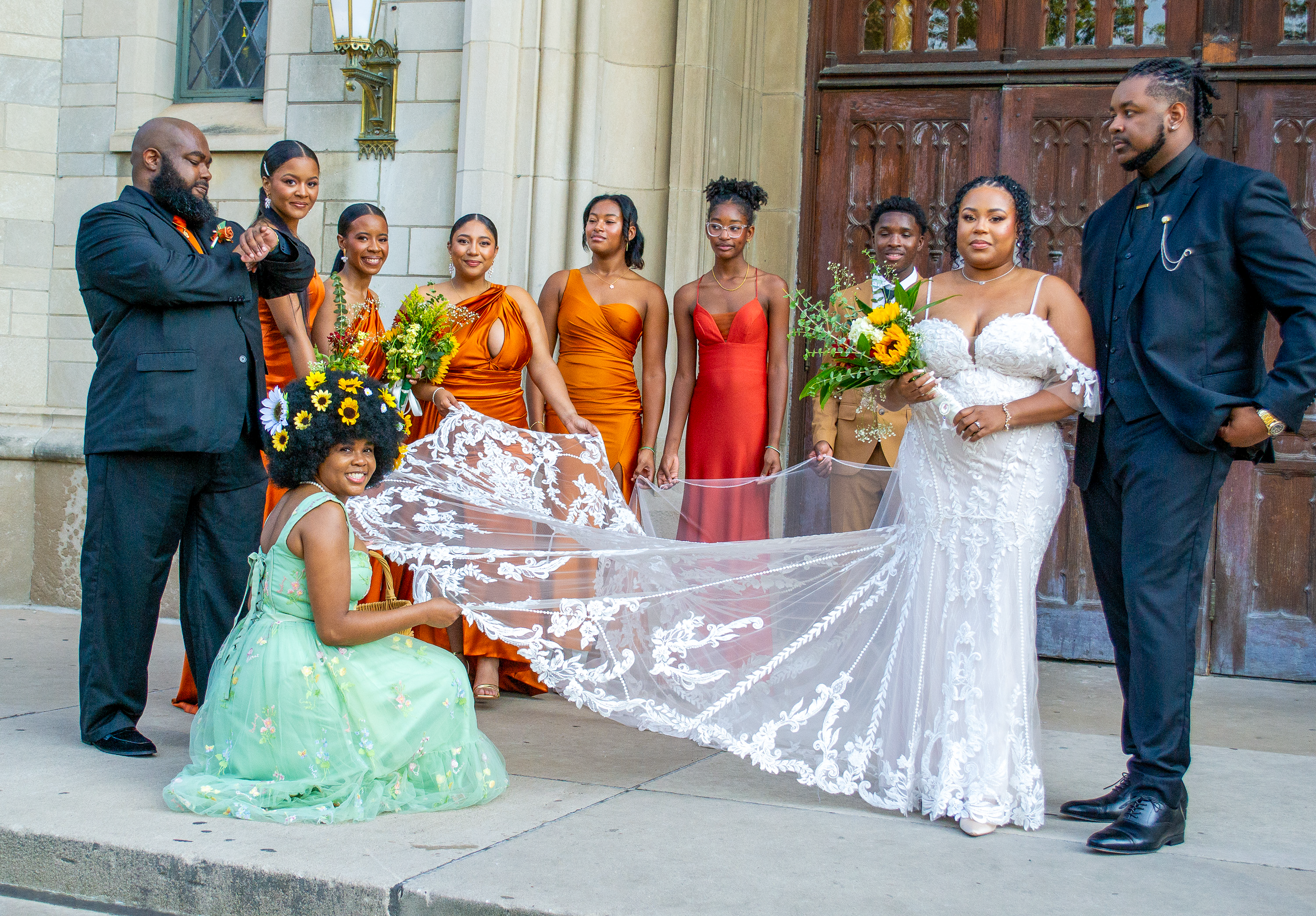 Family and friends cheering during Metro Detroit reception